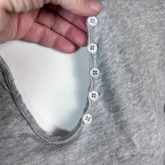 Zadig & Voltaire top Medium long sleeve t-shirt skull‎ studded henley gray - Picture 4 of 10